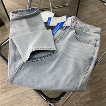 商场撤柜原售525元!重工水洗磨白夏季浅色宽松直筒牛仔裤男九分裤