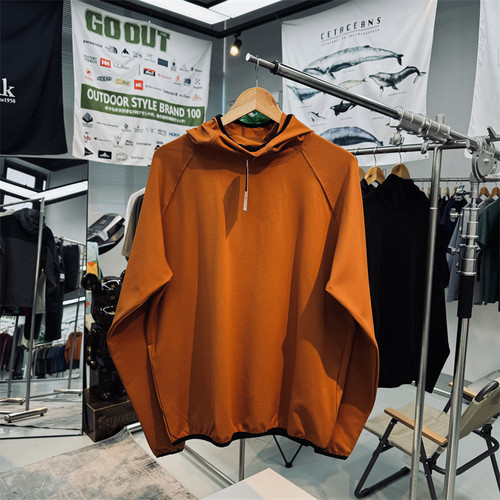 弹力泡泡纱户外套头连帽卫衣