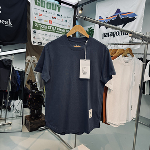 水洗工艺高支精梳棉弧形下摆男士纯色圆领短袖T恤宽松百搭打底衫