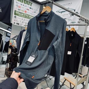 平替系列立体方格绒速干透气户外动态保暖中间层套头半拉链抓绒衣