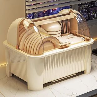 盘多功能沥水置物架子防尘餐具碗柜 碗筷收纳盒放碗碟架厨房家用装