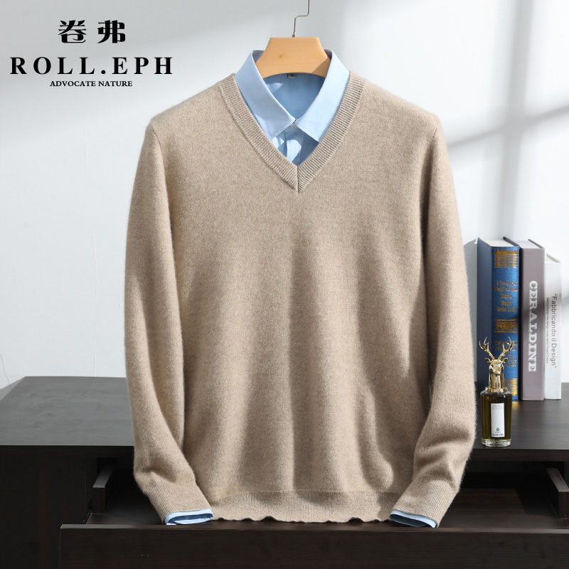 ROLLEPH/卷弗男士V领羊绒衫