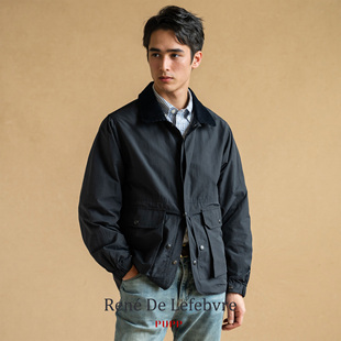 PUPP春秋季男士中古Vintage立体剪裁翻领短款户外猎装夹克外套