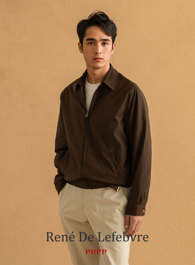 春秋季男士老钱休闲翻领宽松工装风复古商务拼色三防短夹克外套RL