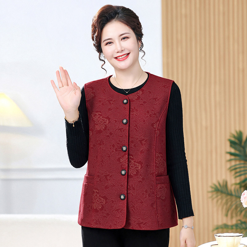 中老年女装马夹加肥大码妈妈上衣