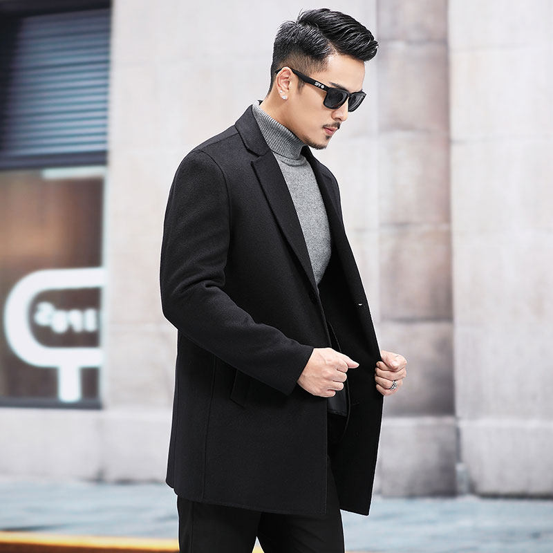 M88919钱塘2020-3秋冬双面尼男士男士商务中长款毛呢外套P255图片