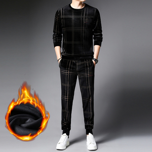 S9863-2钱塘2020-3春节款男士加绒加厚超柔金丝绒套装P150图片
