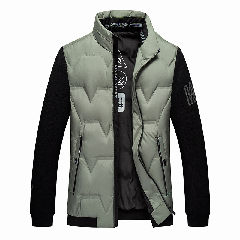 V9162钱塘2020-3冬季男士针织袖羽绒服90灰鸭绒外套保暖冬季P225，男装羽绒服，钱塘207-3