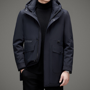V1002钱塘2020-3冬季羽绒服90鸭绒连帽金貂绒内胆男士外套P315图片