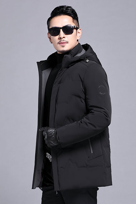 B7131钱塘2020-3冬季连帽男士羽绒服90白鸭绒中年帽子可脱卸P320,男装羽绒服,钱塘207-3