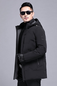 B7131钱塘2020-3冬季连帽男士羽绒服90白鸭绒中年帽子可脱卸P320图片