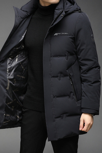 B2108钱塘2020-3冬季中长款男士羽绒服90白鸭绒脱卸领休闲P330图片