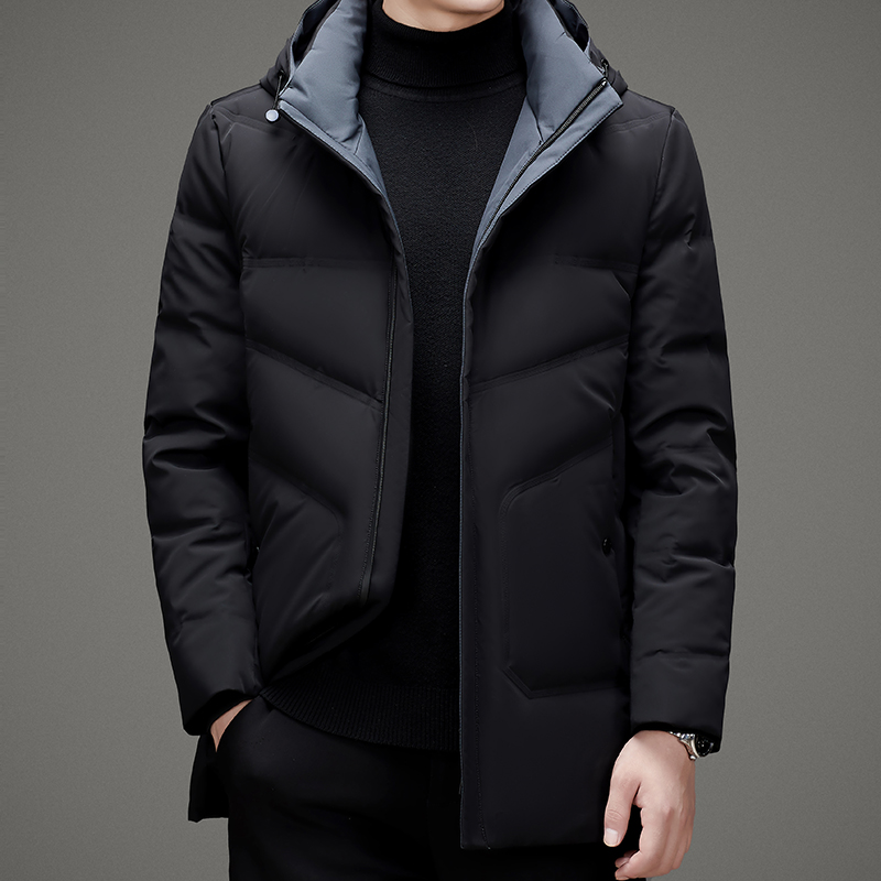 V1076钱塘2020-3冬季羽绒服90鸭绒连帽男士商务休闲外套P240，男装羽绒服，钱塘207-3
