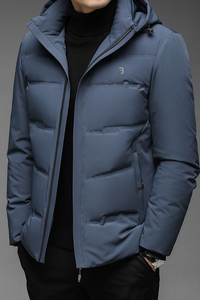 B21155钱塘2020-3冬季连帽男士羽绒服加厚商务纯色休闲外套P275图片