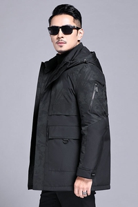 B2156钱塘2020-3冬季连帽男士羽绒服90白鸭绒中年商务休闲P265图片