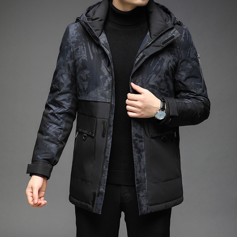 B2156钱塘2020-3冬季连帽男士羽绒服90白鸭绒中年商务休闲P265图片