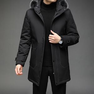 B2196钱塘2020-3冬季连帽男士羽绒服90白鸭绒中年内胆可脱卸P340图片