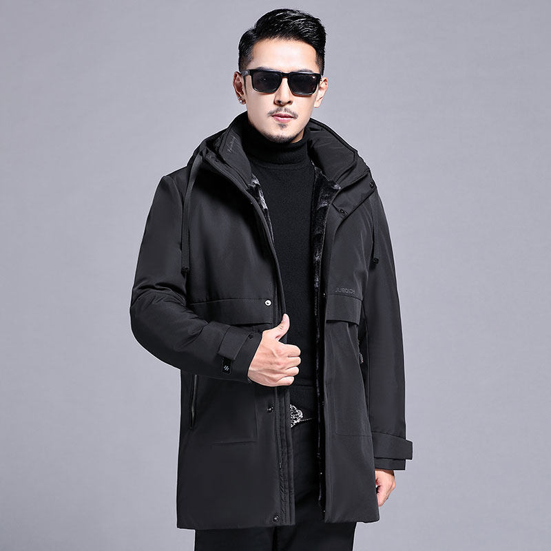 B9612钱塘2020-3冬季连帽男士仿貂绒内里中长款休闲外穿外套P210图片