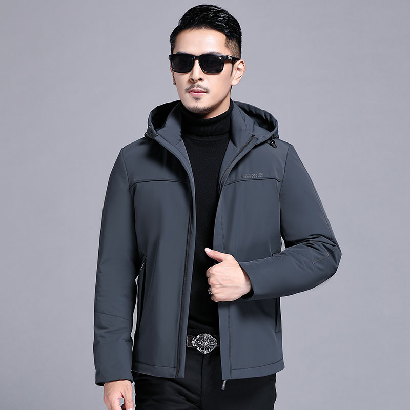 B21150钱塘2020-3冬季连帽男士羽绒服加厚商务纯色休闲外套P235图片