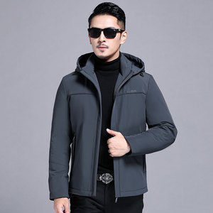 B21150钱塘2020-3冬季连帽男士羽绒服加厚商务纯色休闲外套P235图片