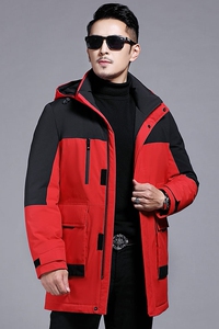 B8622钱塘2020-3冬季连帽男士羽绒服90白鸭绒中长款多口袋P310图片