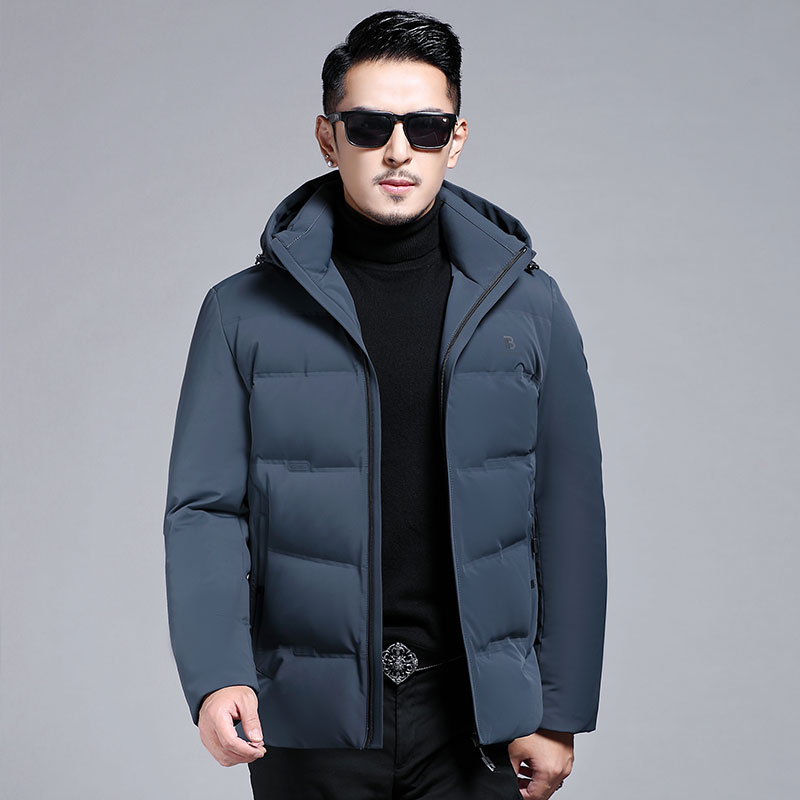 B21155钱塘2020-3冬季连帽男士羽绒服加厚商务纯色休闲外套P275图片