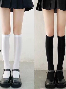 jk天鹅绒高透小腿袜白色显瘦长筒夏季丝袜女学生及膝袜超薄ins潮