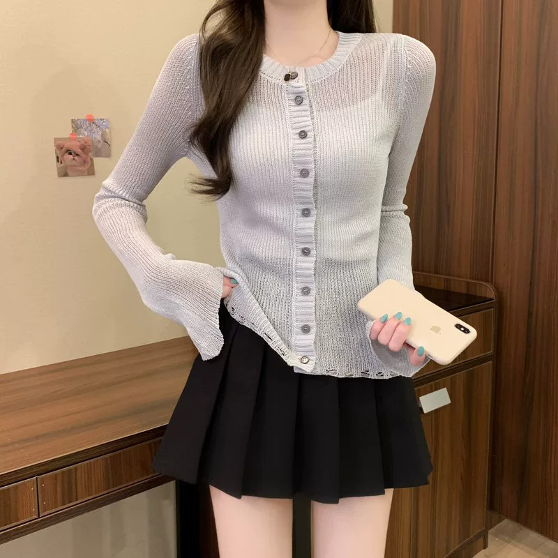 针织开衫女款2026新款秋冬穿搭气质上衣修身设计感毛衣外套