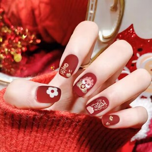 新年暴富短款穿戴甲可拆小孩穿戴甲短儿童穿戴式小学生美甲假手指