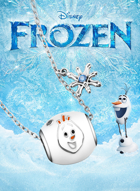 Disney/迪士尼冰雪奇缘雪宝纯银女生礼物项链吊坠旗舰店官方正品