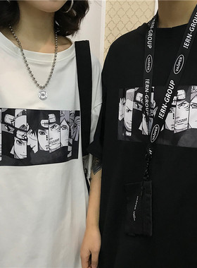 火影忍者T恤潮牌联名鸣人宇智波佐助鼬卡卡西学生衣服女ins短袖男