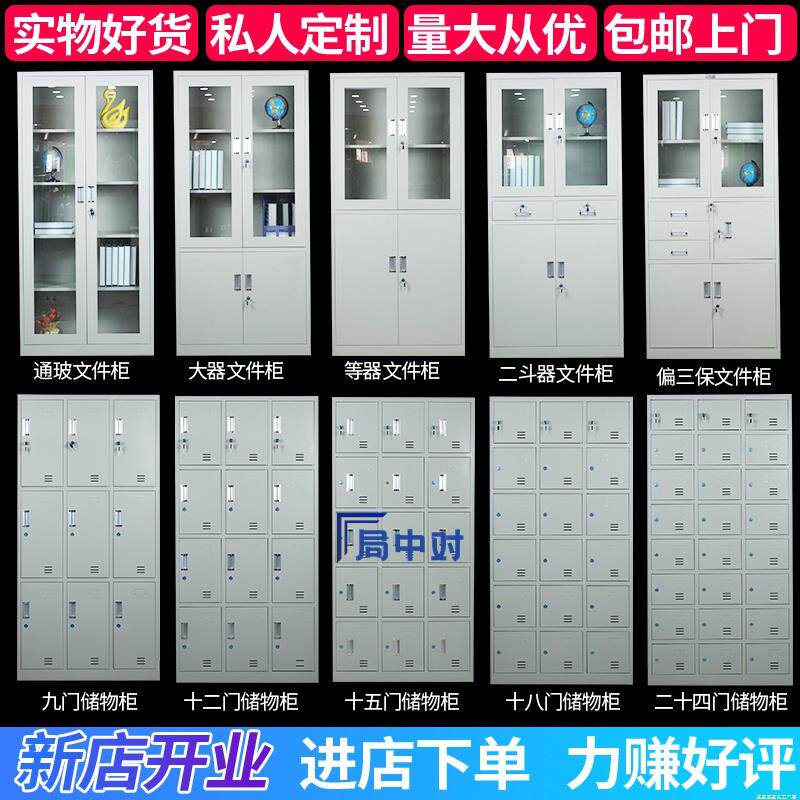 钢制文件柜现代简约办公铁柜订制办公档案柜河南产储物更衣柜