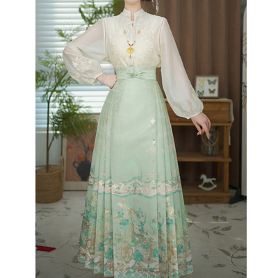 重工仿妆花织金马面裙