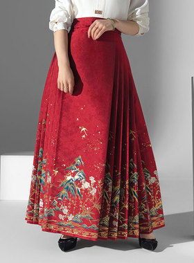 醉雨朵原创千里江山明制红色马面裙日常套装汉服女敬酒服春夏款