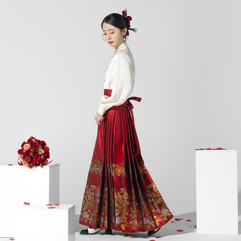 醉雨朵【鸾凤】原创重工高端订婚服仿妆花明制马面裙日常套装春夏,女装/女士精品,汉服半身裙,淘宝优惠券,粉丝福利购,淘宝优惠卷