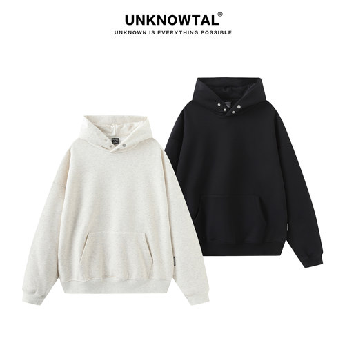 UNKNOWTAL双纽扣宽松帽衫