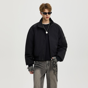 UNKNOWTAL美式复古潮流百搭夹克棉服男款廓形短款外套薄款棒球服