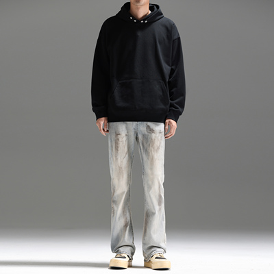 UNKNOWTAL水洗做脏旧喇叭牛仔裤