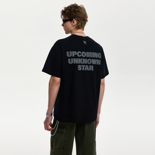 UNKNOWTAL 美式植絨印花短袖250G轻绒感磨毛绵密亲肤宽松百搭T恤