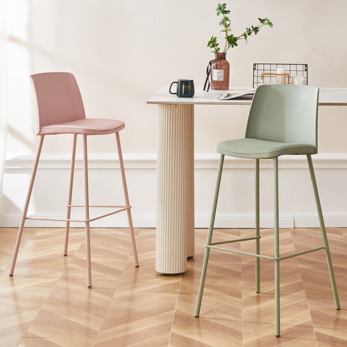 创意塑料家用靠背吧台椅高脚椅子