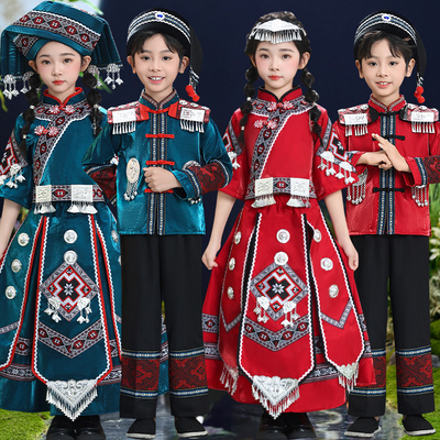三月三儿童少数民族服装苗族演出服彝瑶族男女哈尼族广西壮族服饰