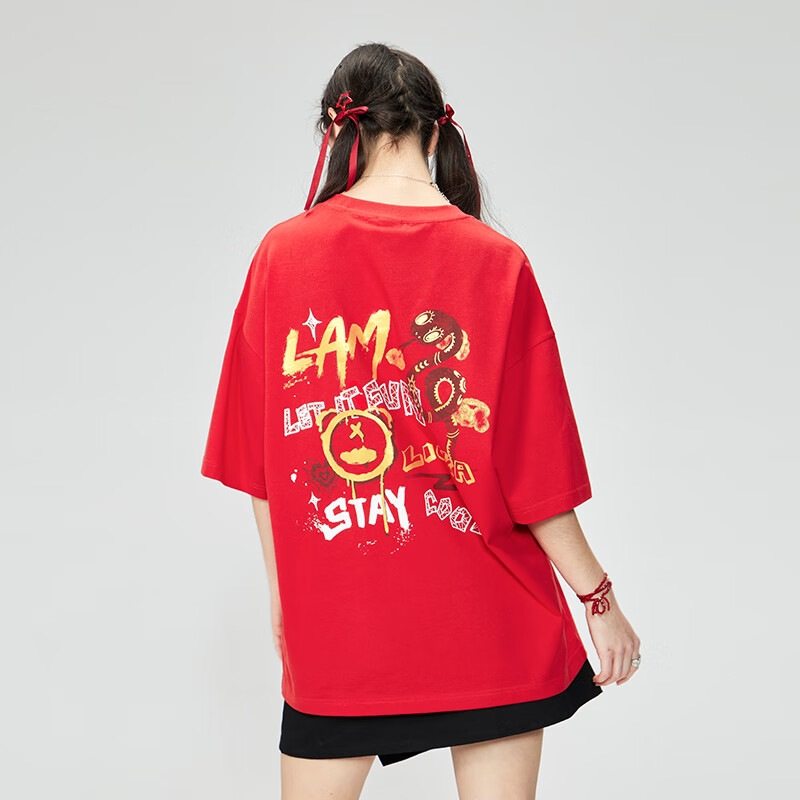 香港潮牌小蛇烫金印花圆领短袖T恤男女款纯棉情侣装休闲宽松上衣,男装,T恤,淘宝优惠券,粉丝福利购,淘宝优惠卷