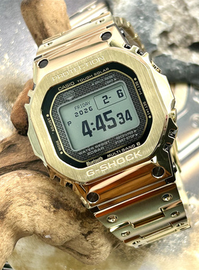 卡西欧50周年限定 GSHOCK金属方块手表男太阳能小金块 GMW-B5000