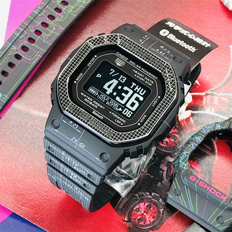 卡西欧40周年限定款 GSHOCK小方块太阳能蓝牙心率手表男 DW-H5