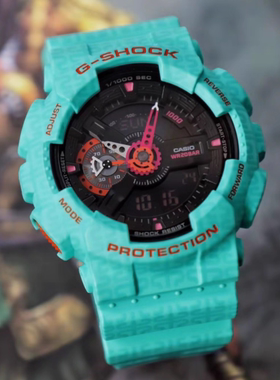 卡西欧50周年限定 GSHOCK英雄联盟金克斯合作联名限量手表男GA110