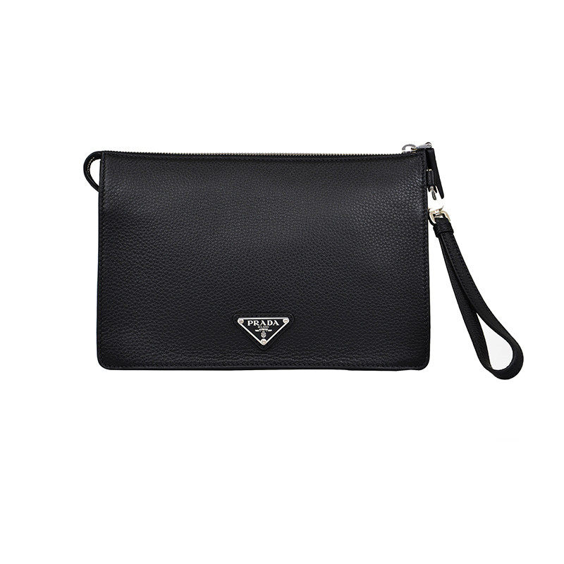 Prada/普拉达手拿包男士荔枝纹牛皮奢侈品男包 2VF006 2A6P F0002