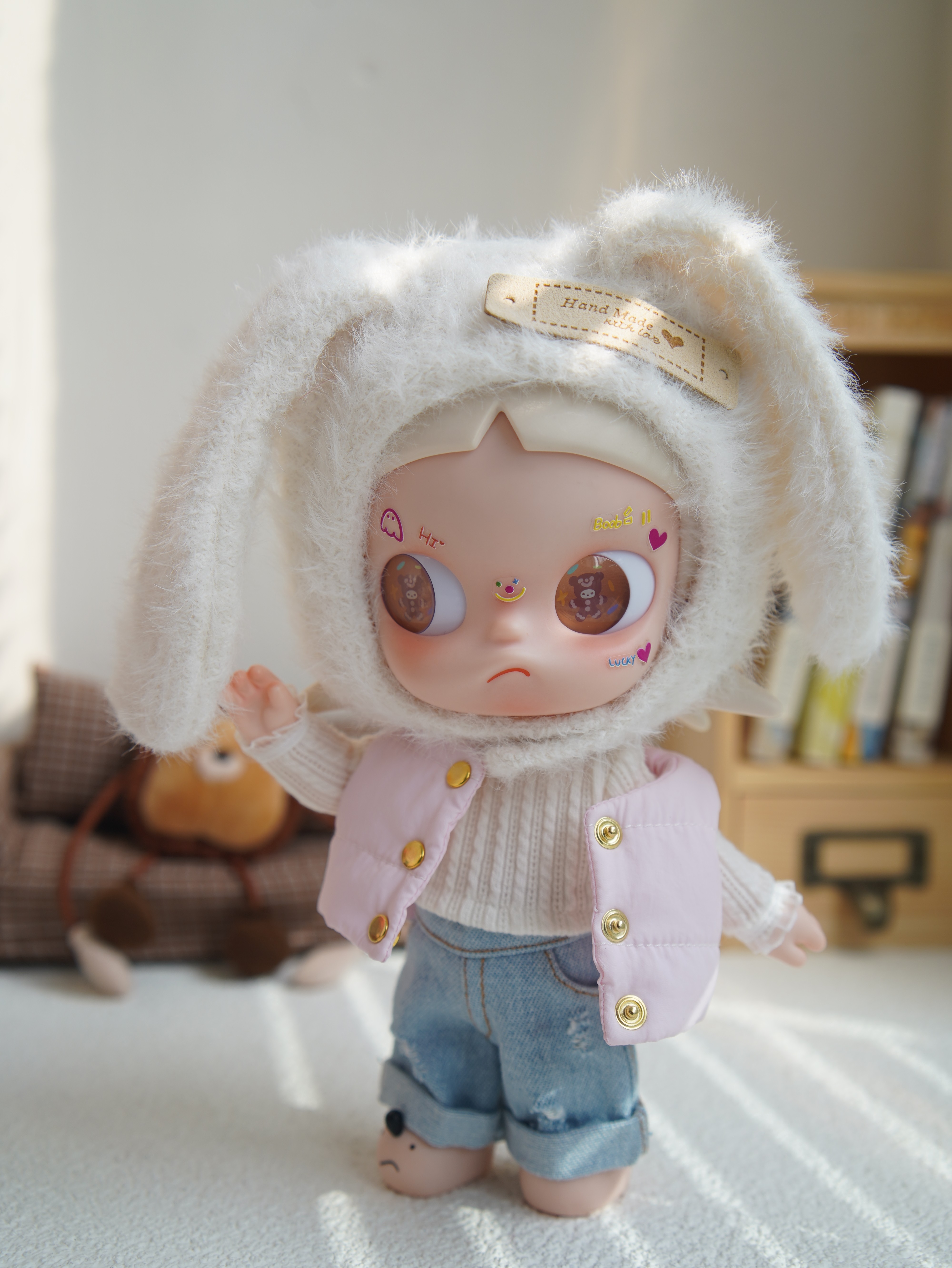 八分娃zsiga娃衣粉色马甲蕾丝上衣牛仔裤套装不拔头穿嘎子姐衣服,模玩/动漫/周边/娃圈三坑/桌游,潮玩娃衣,淘宝优惠券,粉丝福利购,淘宝优惠卷