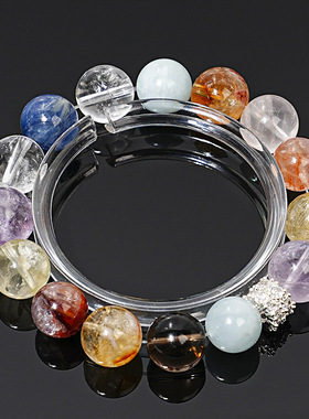 天然海蓝宝紫水晶手串女款