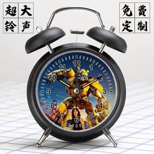 变形金刚大黄蜂擎天柱机器人闹钟儿童打铃金属静音学生用卡通男孩