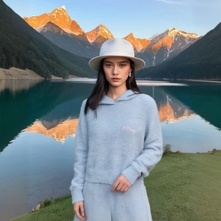 苏妮亚潮牌短装连帽毛衣甜美可爱针织衫修身长袖绣花上衣女